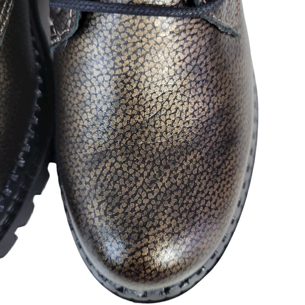 Metallic Leather Combat Boots Black Women Size EU 36 US 6 - Picture 7 of 16